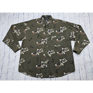 Salty Dog Gant MENS SIZE L Imperial Poplin Shirt Green Fly Fishing VINTAGE